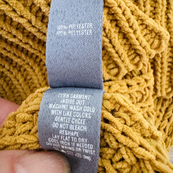 AERIE Oversized Chunky Golden Mustard Yellow Chenille Cozy Mock Neck Sweater S - Picture 13 of 13